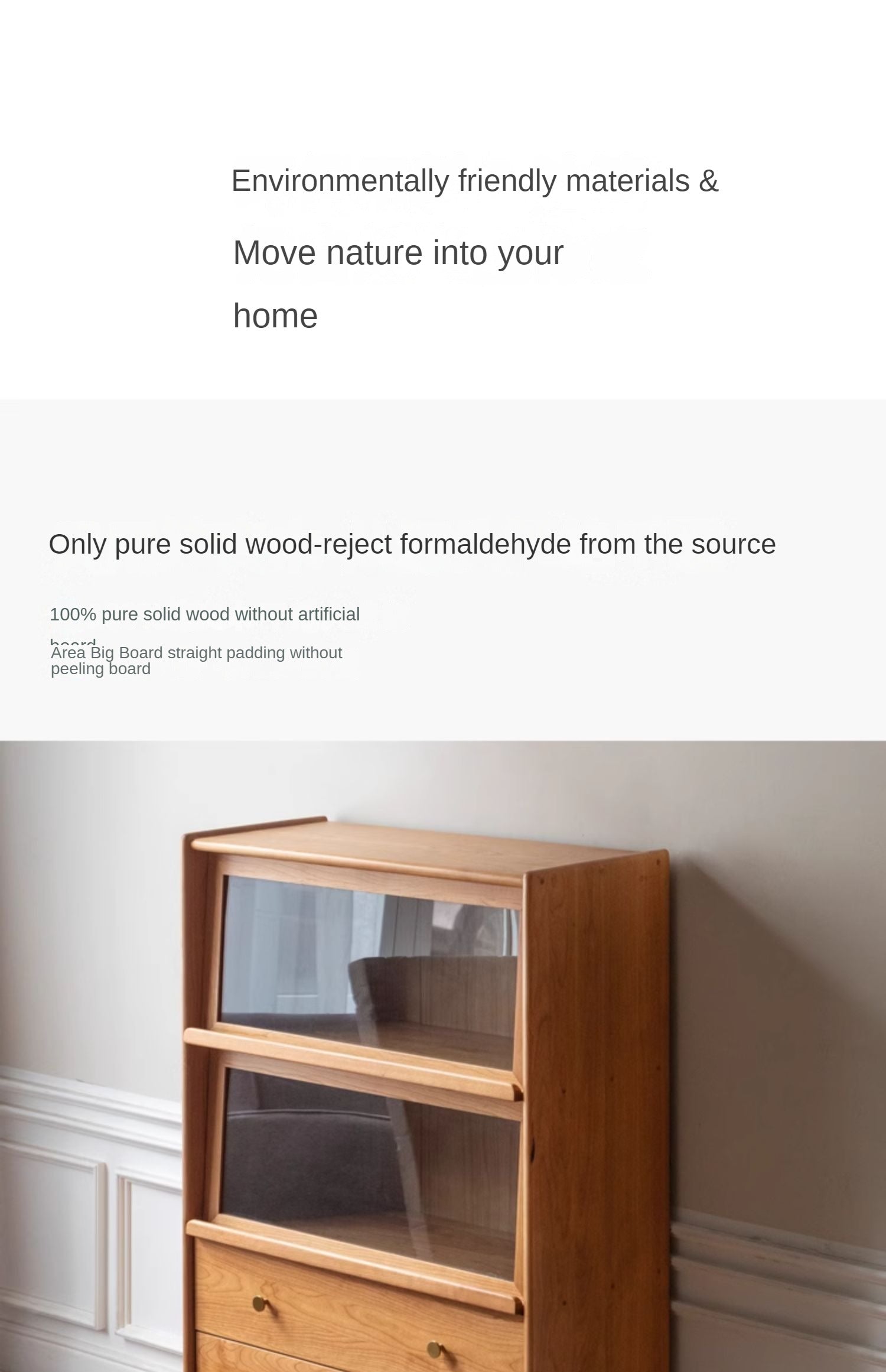 Cherry Wood, Oak, Poplar Solid Wood Side Cabinet Flip Door, LED light