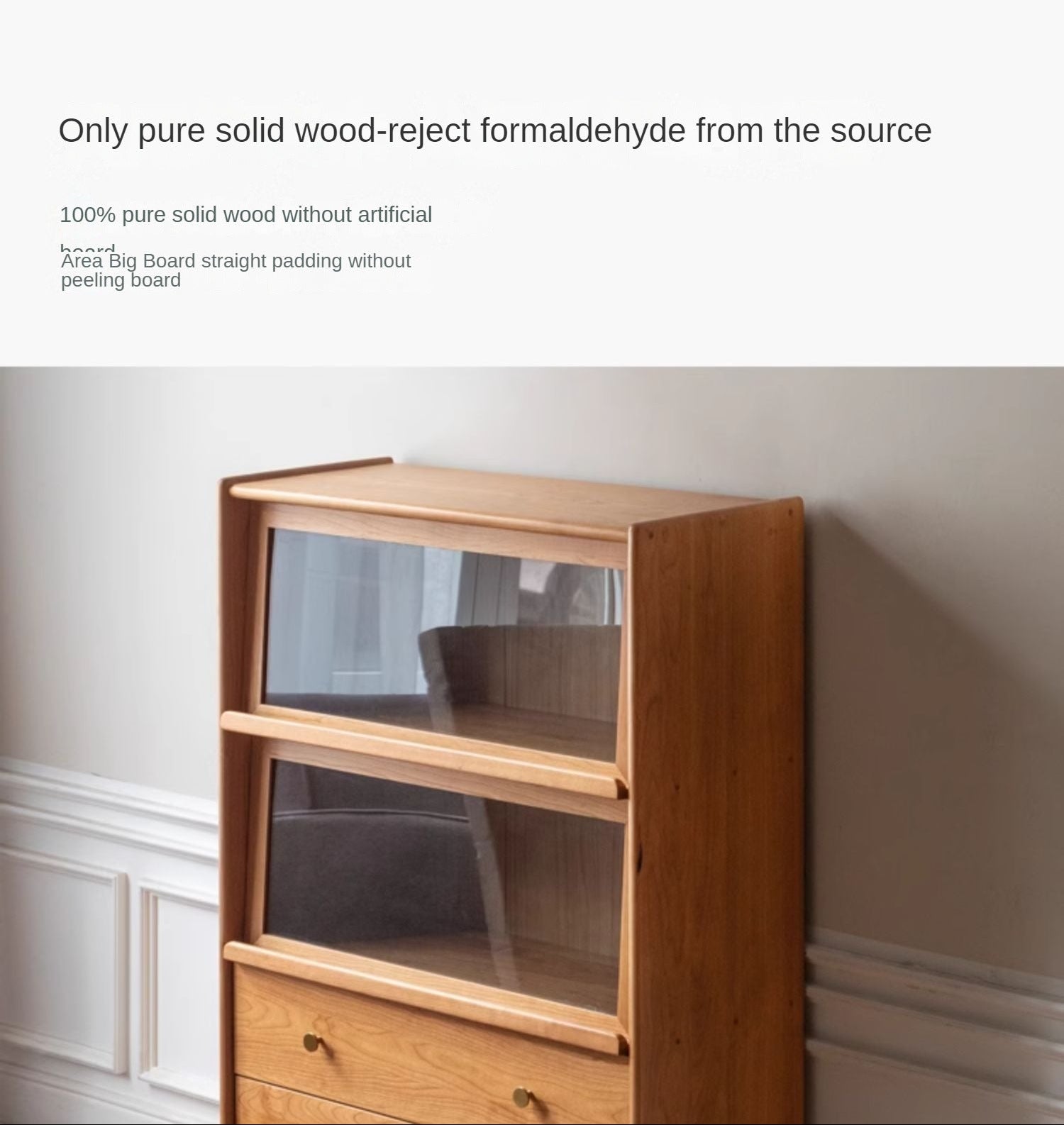 Cherry, Oak, Poplar Solid Wood Side Cabinet Flip Door, LED light