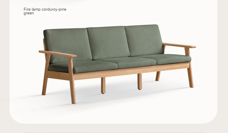 Oak Solid Wood Japanese-style Fabric Sofa