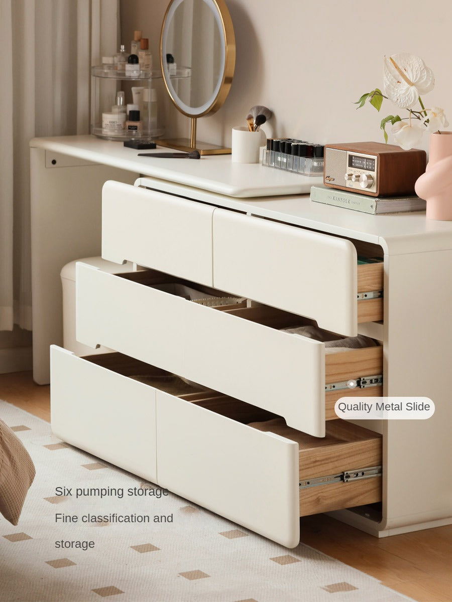 Poplar Solid Wood, Solid Rubberwood Cream Air Makeup Table.