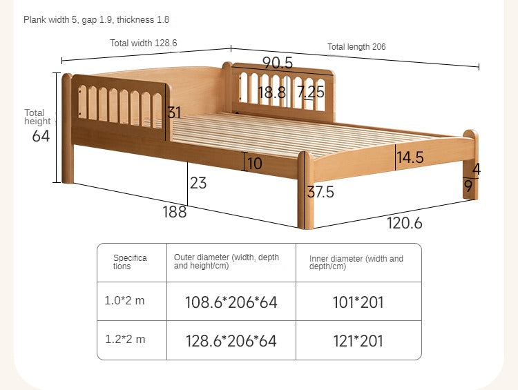 Beech solid wood children's bunk bed.