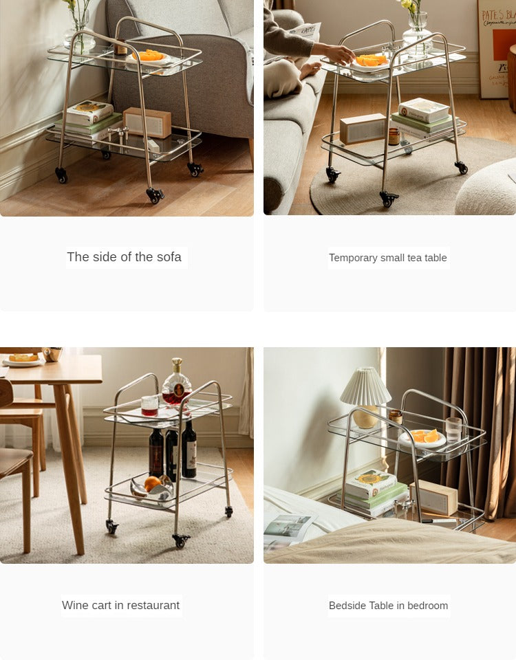 Mobile Storage Rack, Glass Dining Cart