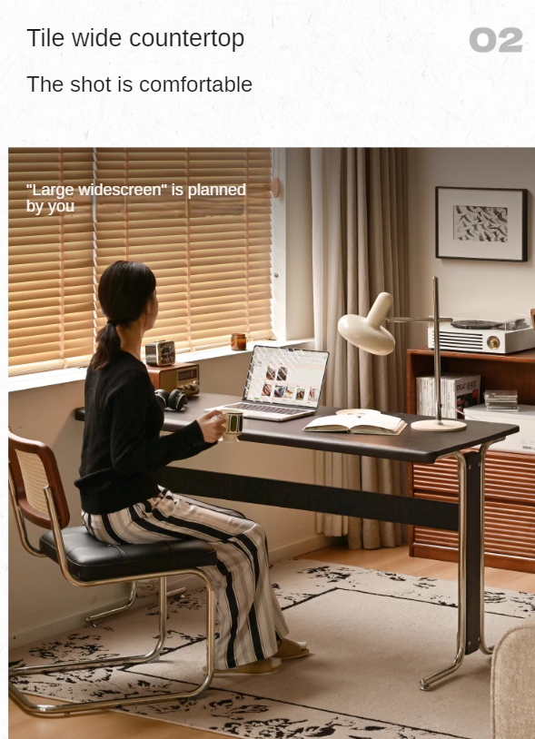 Oak, Ash Solid Wood Bauhaus Black Computer Desk.