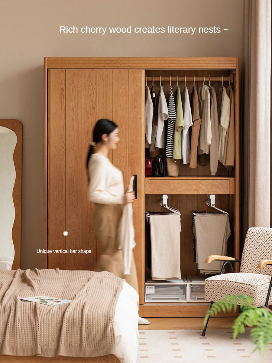 Cherry Wood Retro Wardrobe Sliding Door.