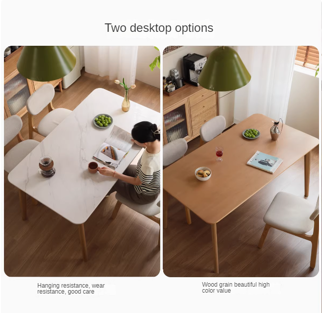Poplar Solid Wood Modern Reliable Rock Dining Table.