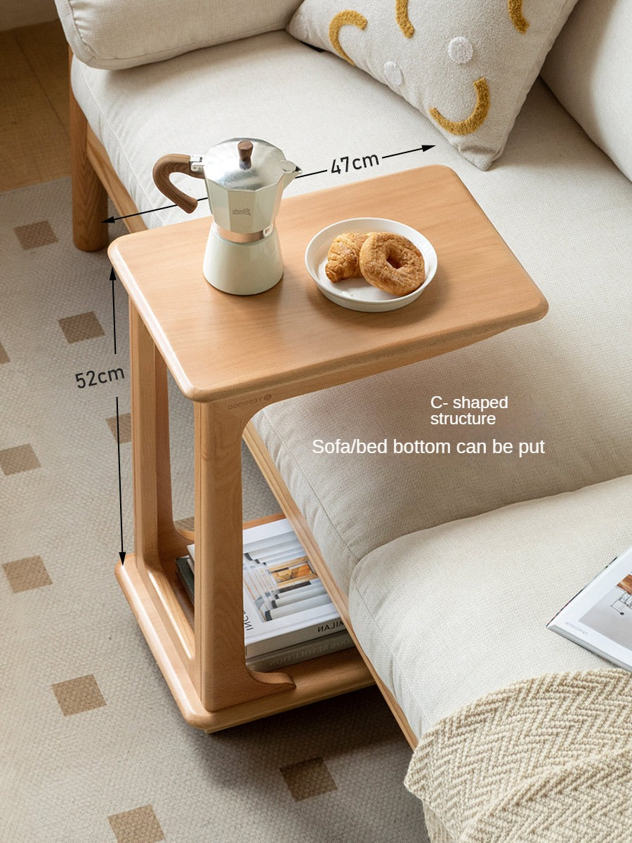 Cherry, Beech, Black Walnut, Solid Rubberwood Chic C-Shaped Side Table