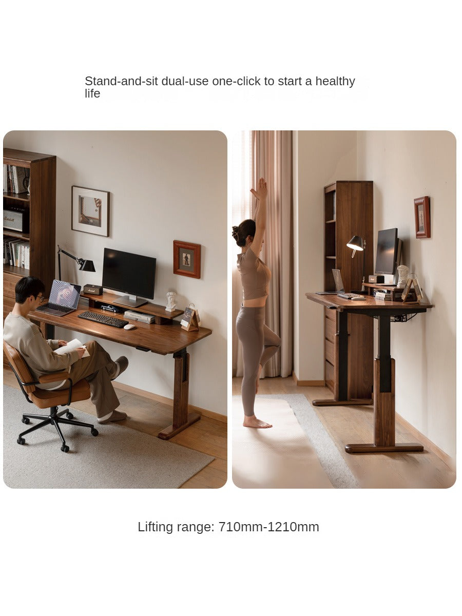 Black Walnut, Oak, Sandalwood, Ash Solid Wood Electric Elevating Desk