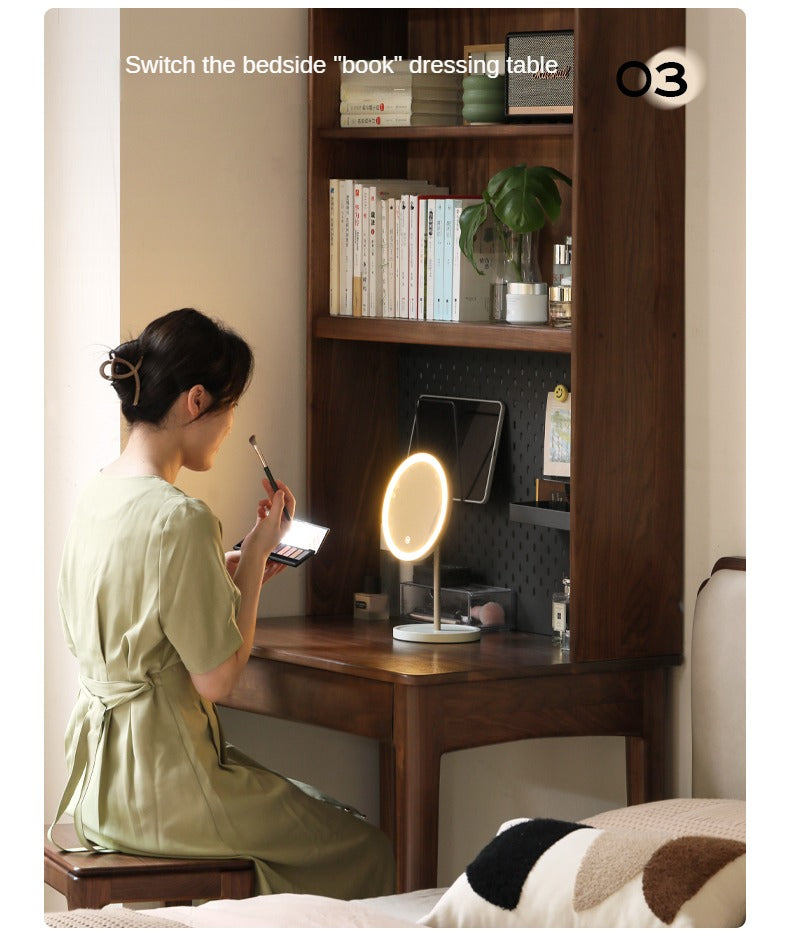 Black Walnut, Oak, Ash Solid Wood Desk Bookshelf