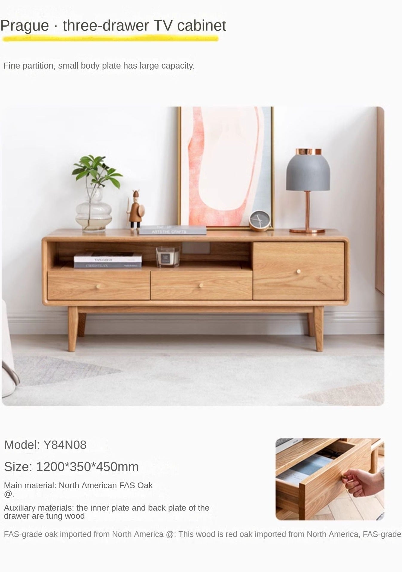Oak Solid Wood Various Styles TV Stand Small Size