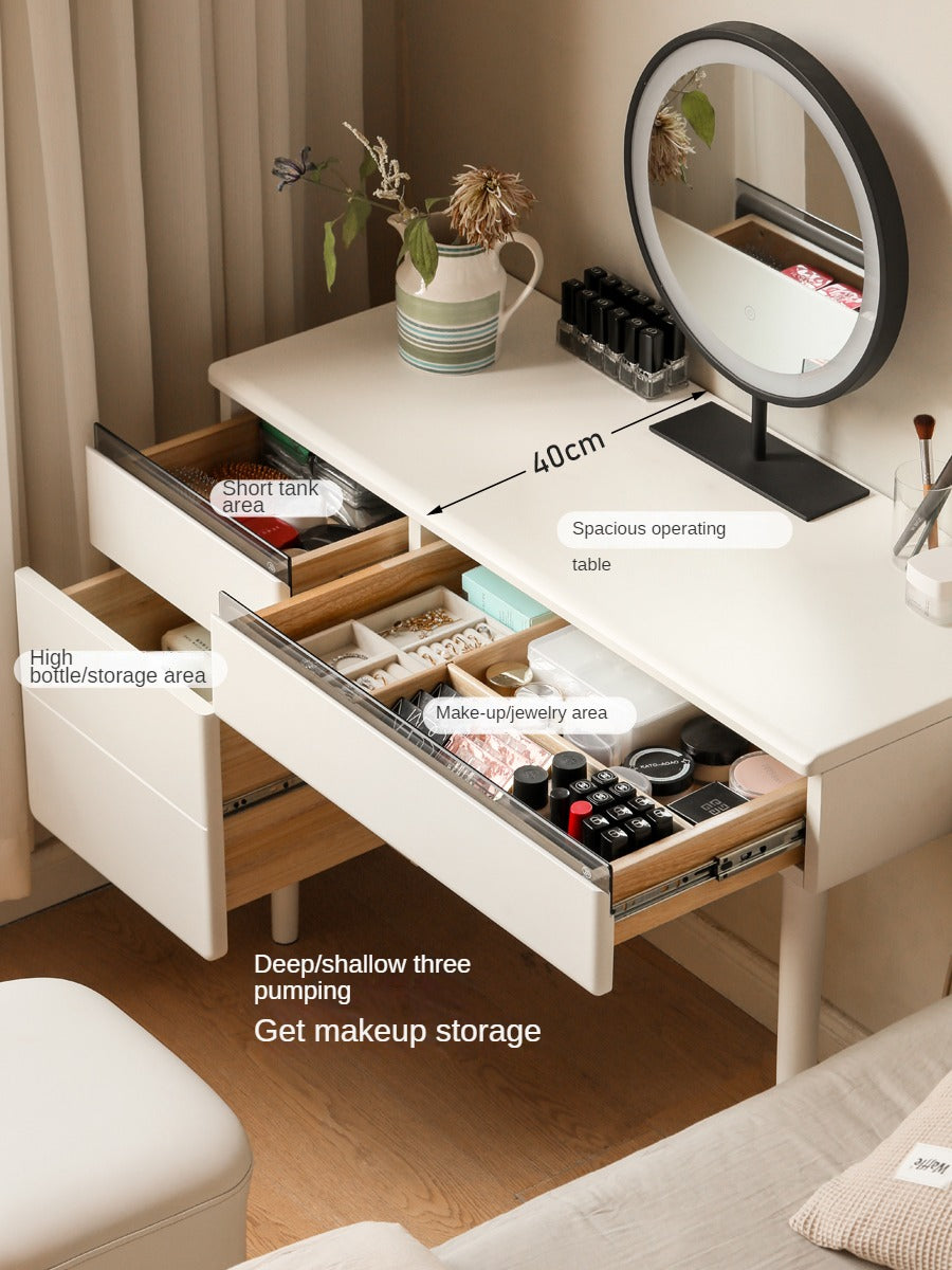 Solid Rubberwood, Poplar Solid Wood Dressing Table Warm White.