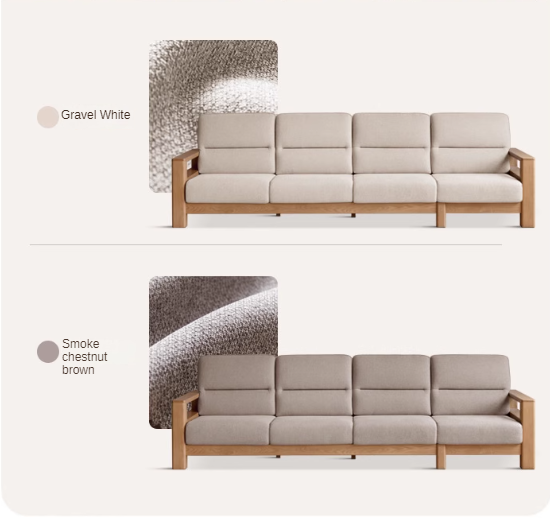 Ash, Black Walnut Solid Wood White Wax Fabric Sofa.