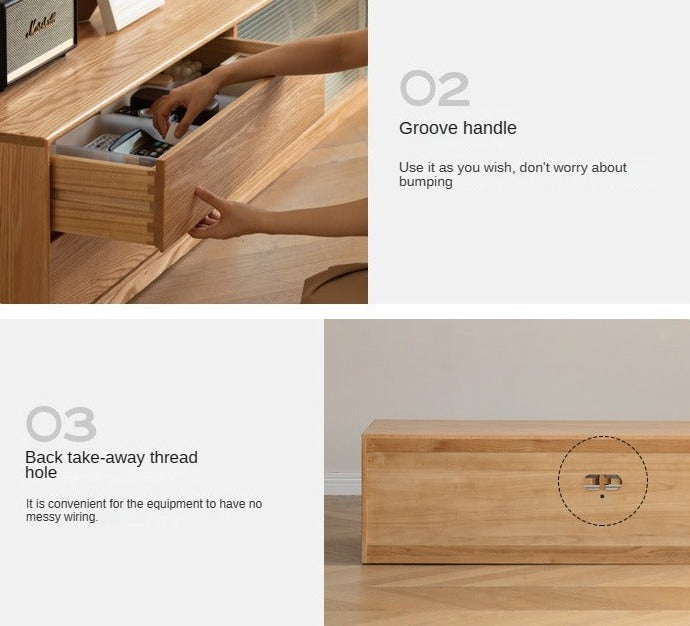 Oak, Rubber Solid Wood TV Cabinet Floor Combination,