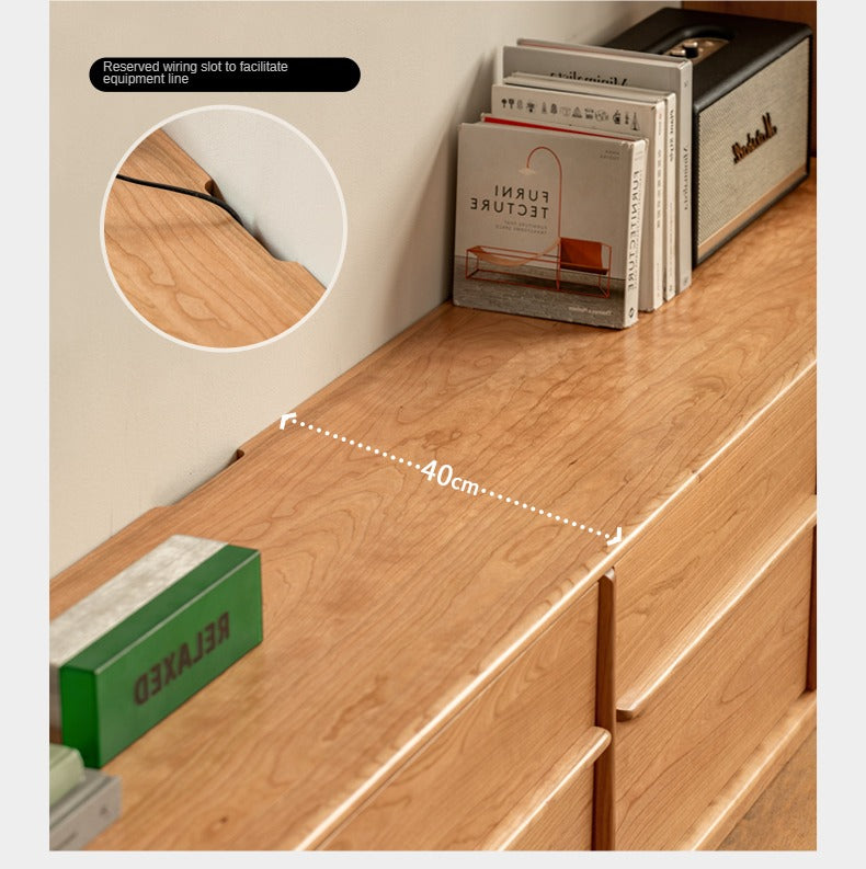 Сherry Solid Wood Modern Floor Storage Locker TV Cabinet.