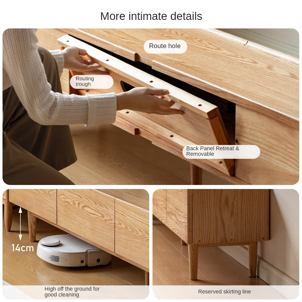 Oak Solid Wood Modern Locker Integrated TV Cabinet.