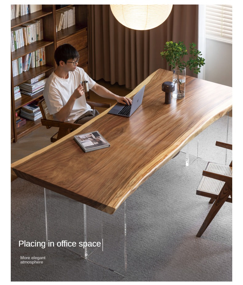 Black Walnut Solid Wood Natural Edge Large Top For Dining Table.