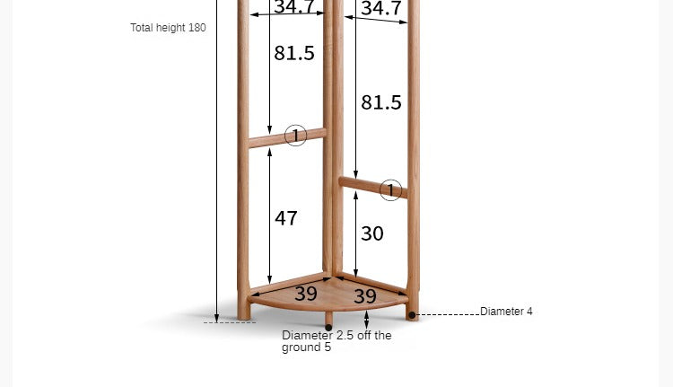 Oal solid wood corner hanger rack**