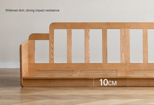 Oak Solid Wood Down Fabric Sofa.