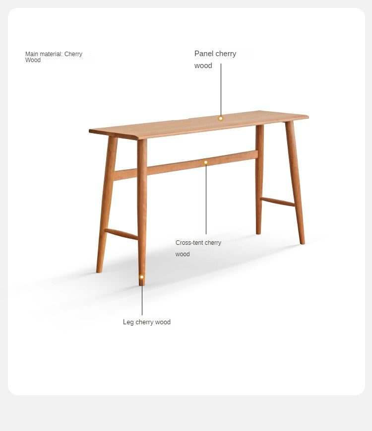Cherry Wood Office Desk Narrow Vintage