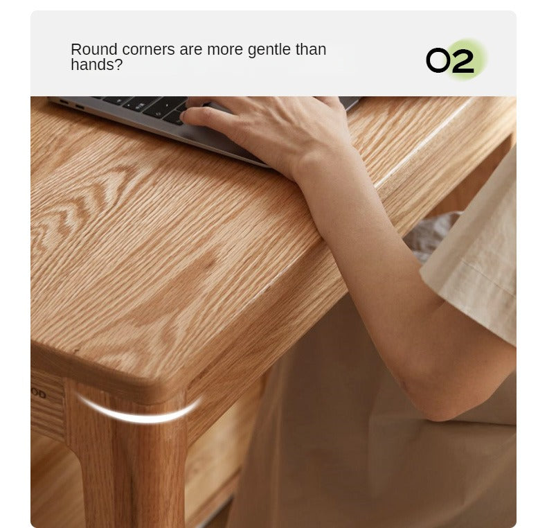 Oak Solid Wood Edge Table, Movable Small Table