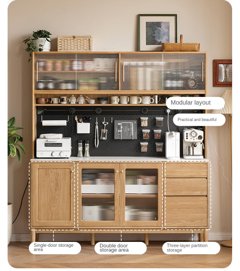 Oak Solid Wood Rock Plate Capacity High Storage Cabinet