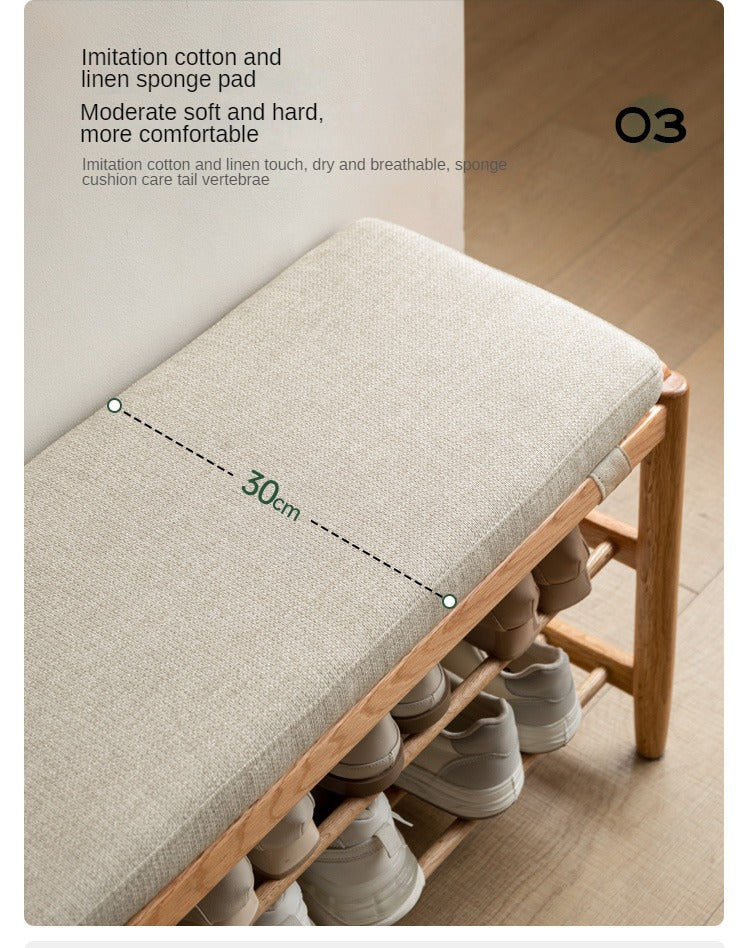 Oak Solid Wood, Solid Rubberwood Modern Shoe Changing Stool