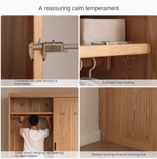 Oak, Ash Solid Wood Wardrobe Sliding Door Modern.