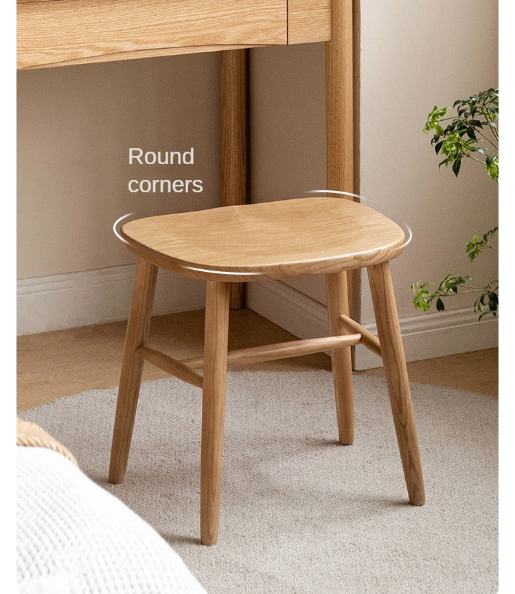 Ash, Oak, Cherry, Black Walnut, Beech Solid Wood Makeup Stool