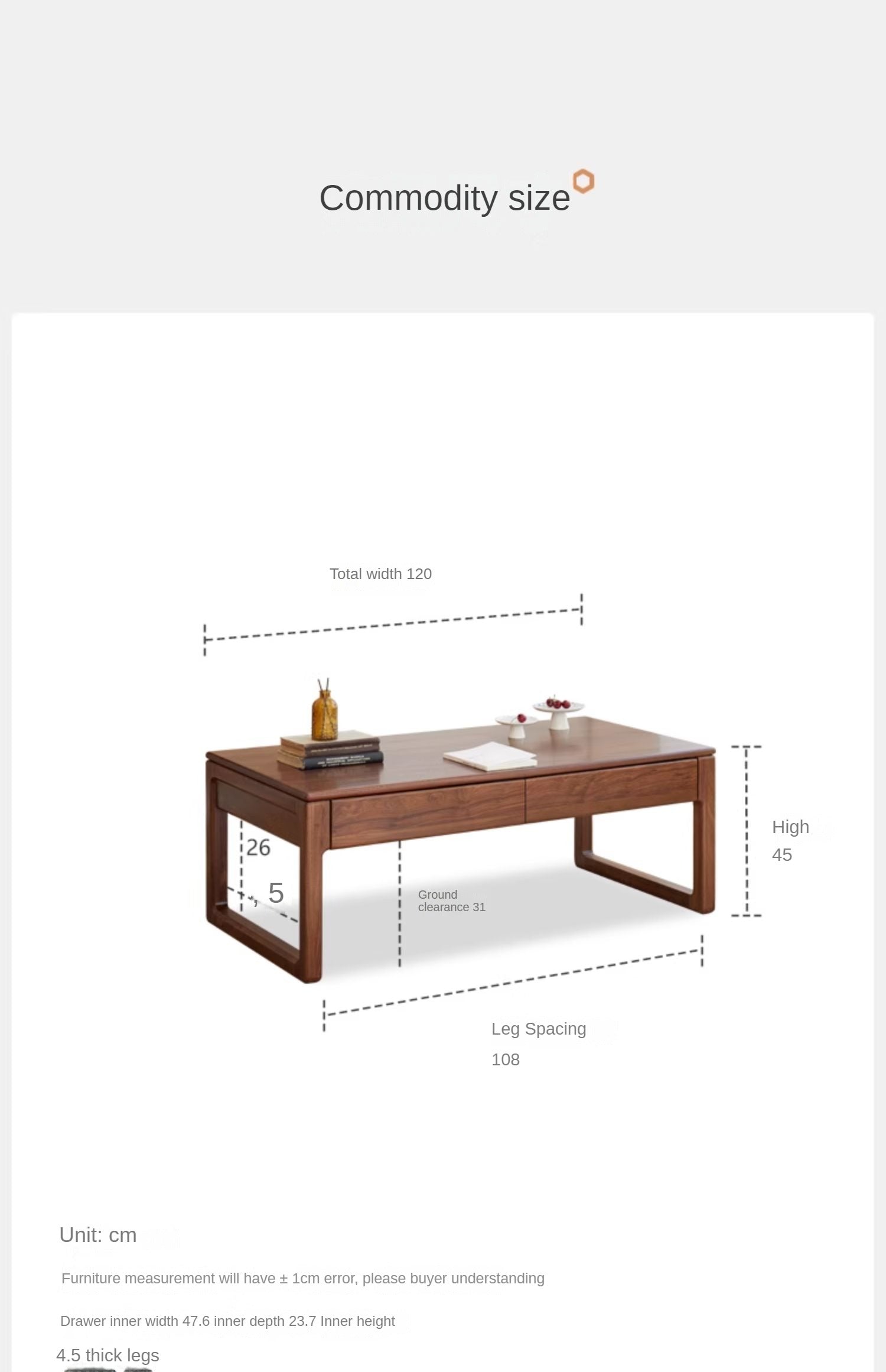 Black Walnut, Oak Solid Wood Simplified Tea Table