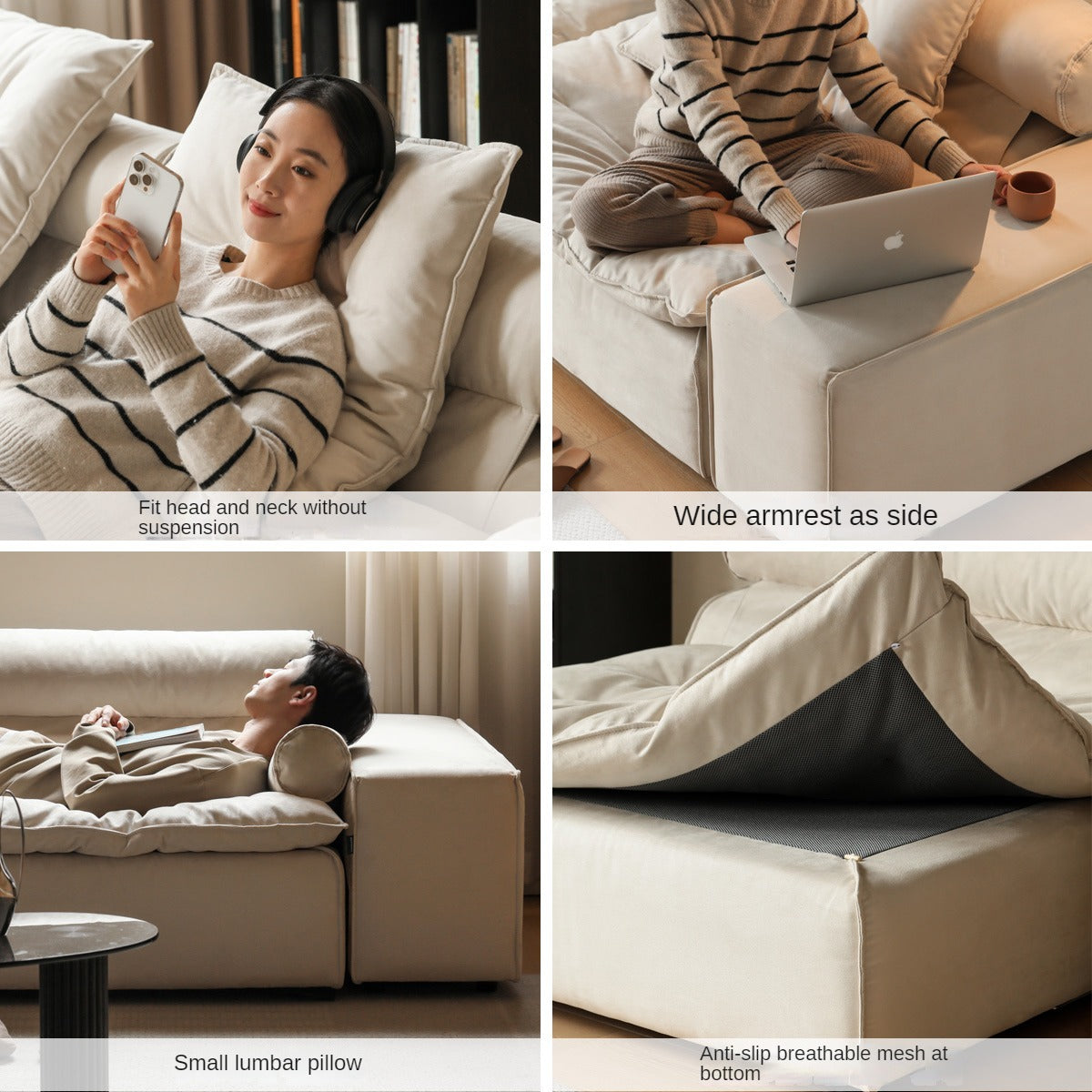 Fabric French Cream Style Modular Sofa.