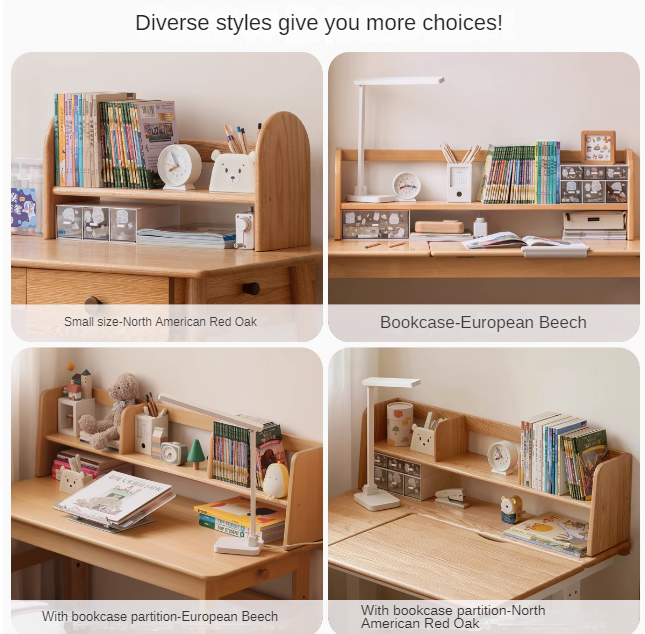 Beech, Oak, Poplar Solid Wood Nordic Study Bookshelf