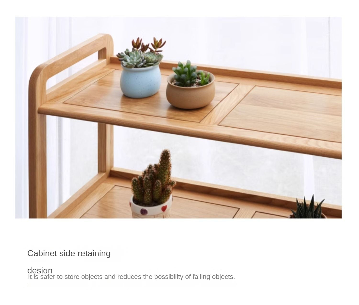 Oak Solid Wood Floor-Standing Bookshelf, Flower Rack