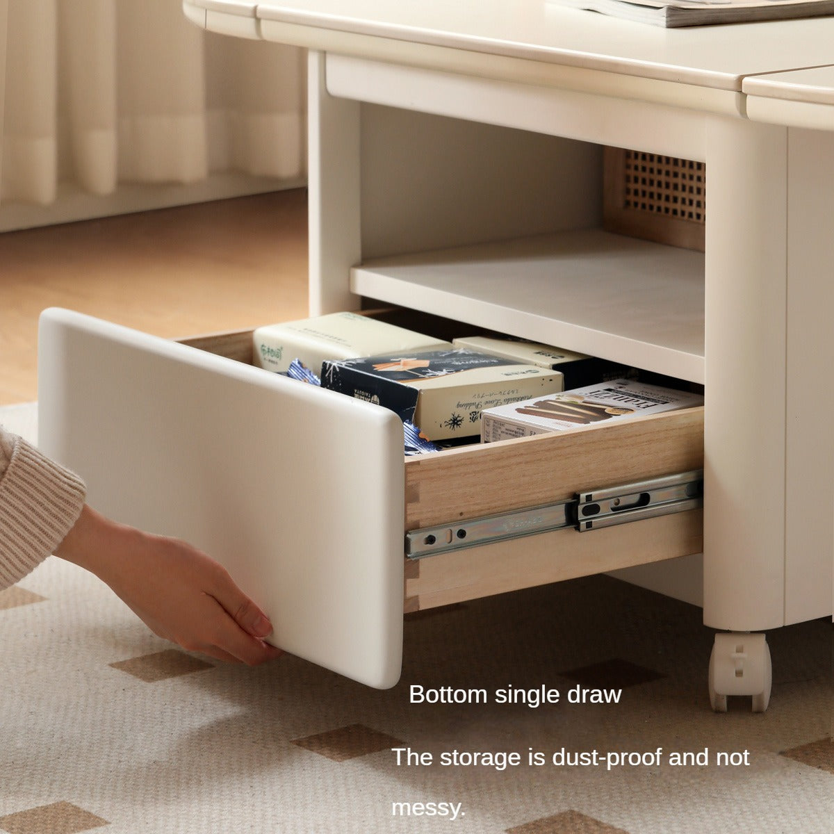 Poplar Solid Wood Folding Rock Board Mobile Coffee Table
