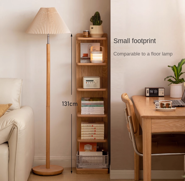 Oak solid wood modern multi-layer bookshelf.