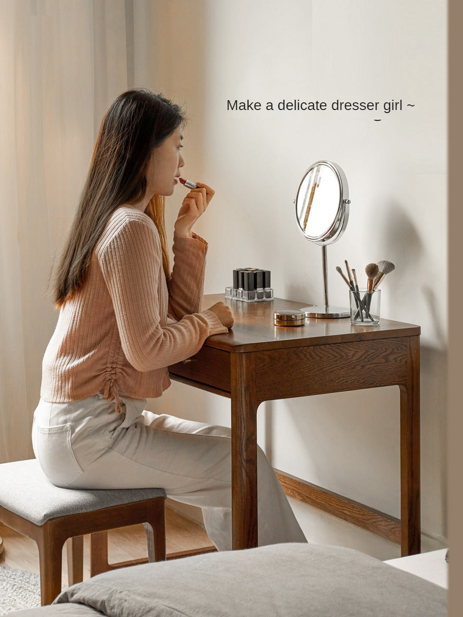 Oak Solid Wood Small Office Desk Walnut Color