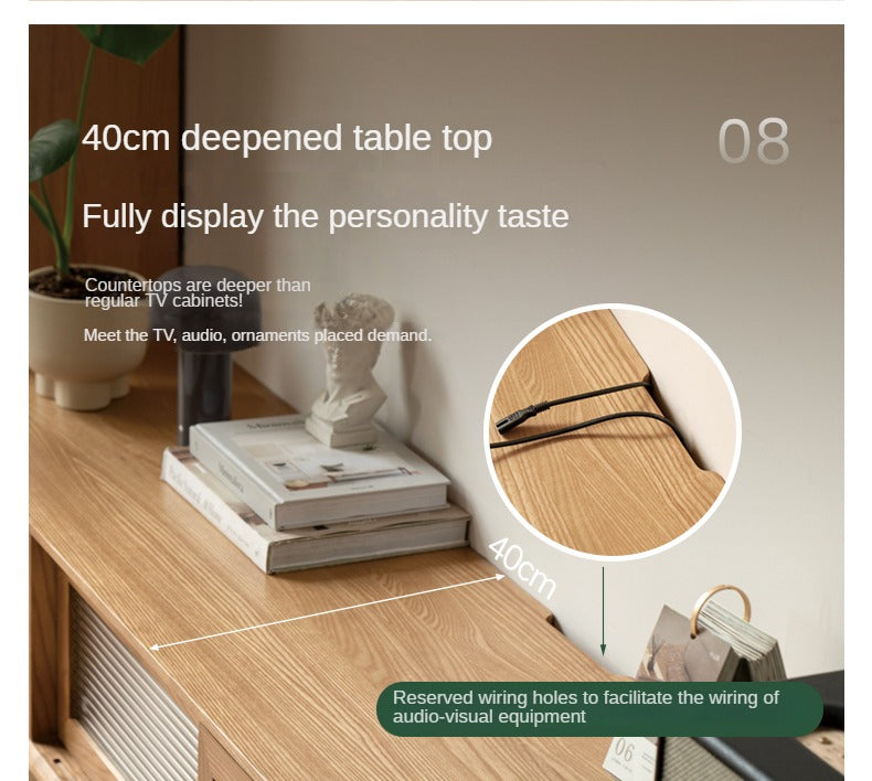 Ash Solid Wood Modern Locker Floor TV Cabinet.