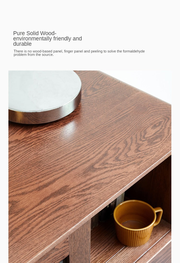 Solid Rubberwood, Oak Solid Wood Nordic Side Cabinet