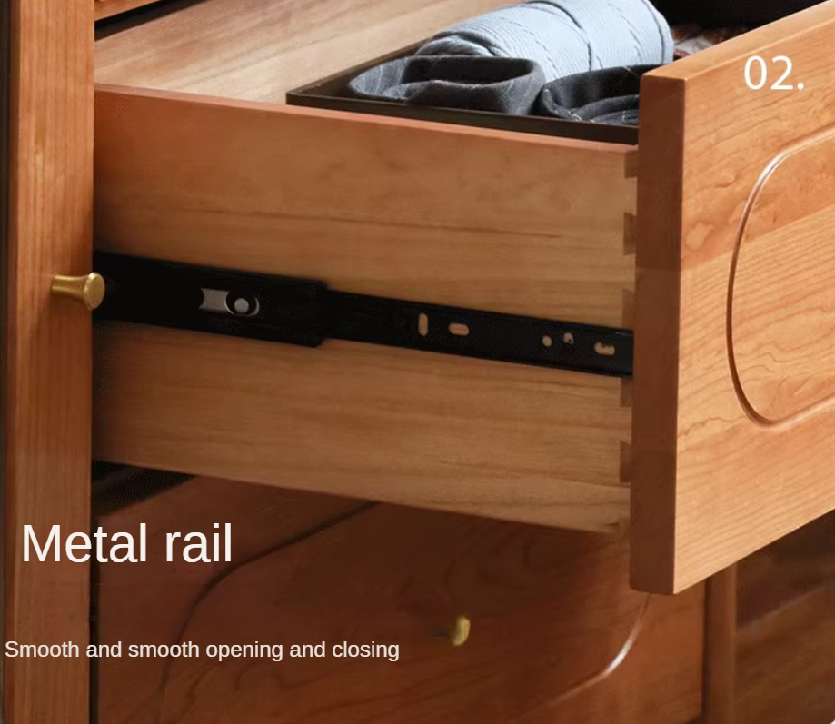 Cherry Solid Wood Retractable French Retro Dressing Table.