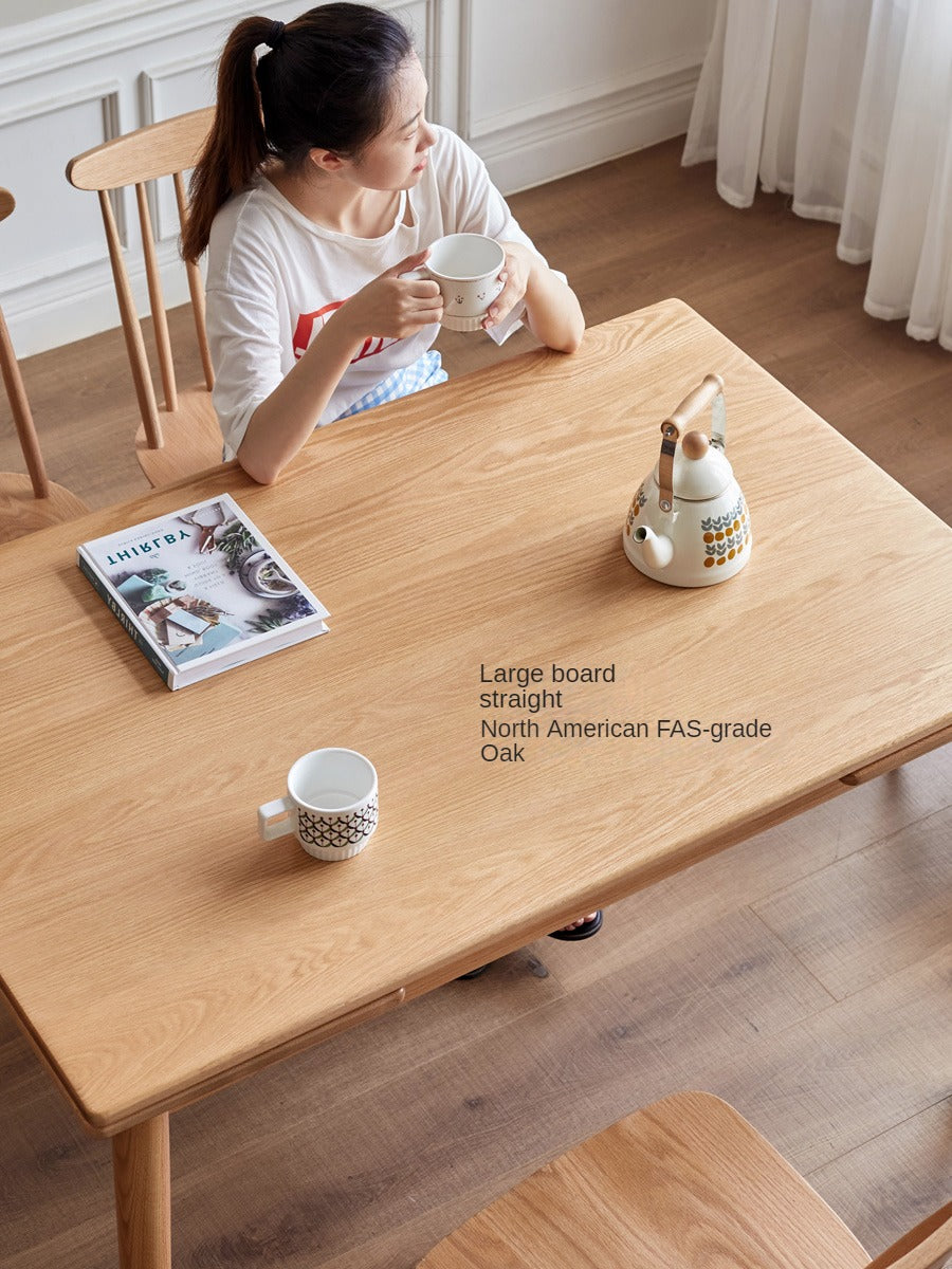 Oak Solid Wood Retractable Large Tabletop Dining Table