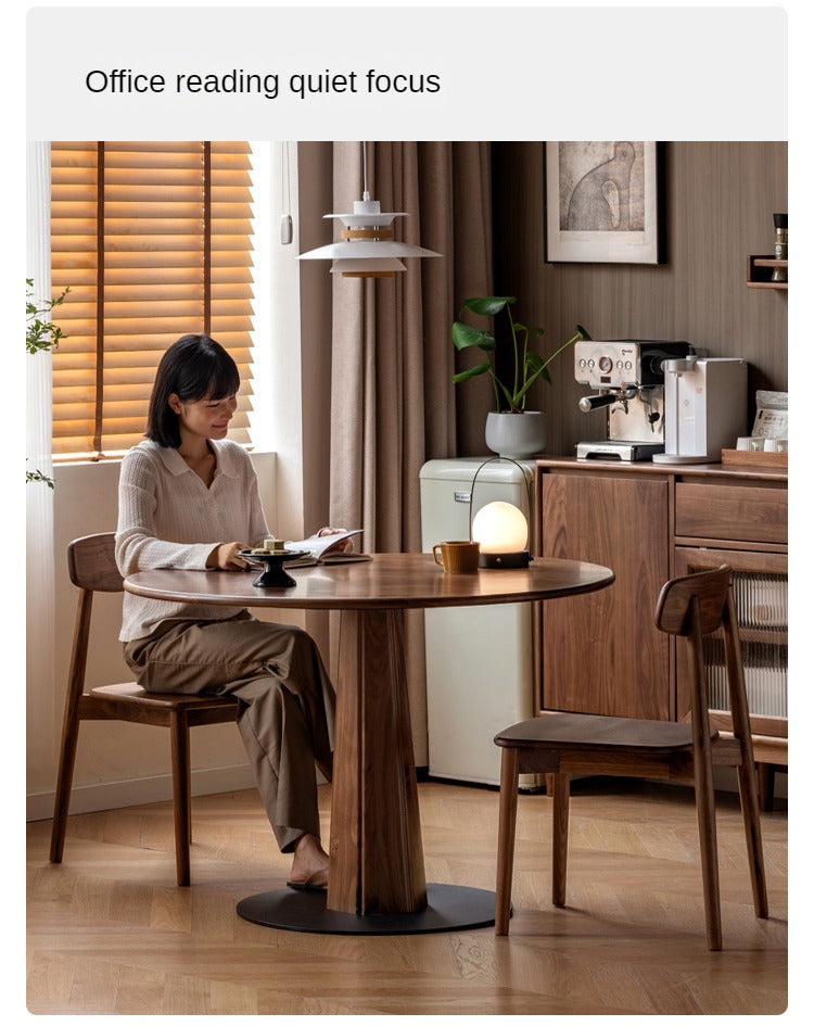 Sandalwood, Black Walnut Solid Wood Round Dining Table