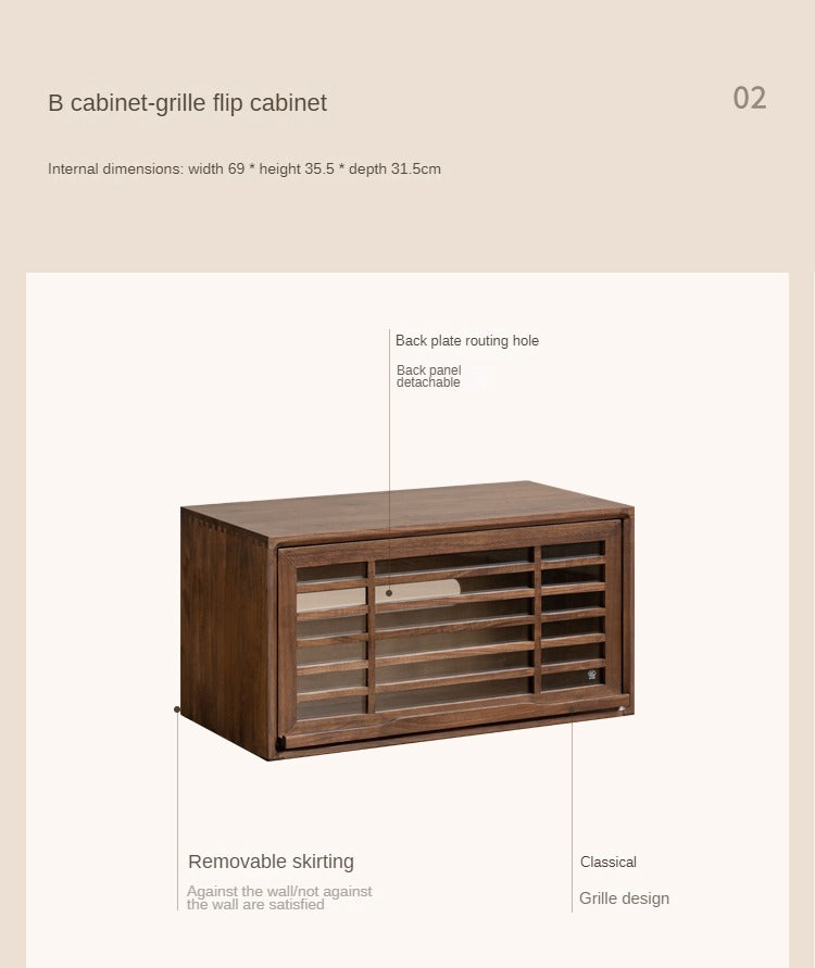 Black Walnut Solid Wood Free Combination Multifunctional Bookcase.