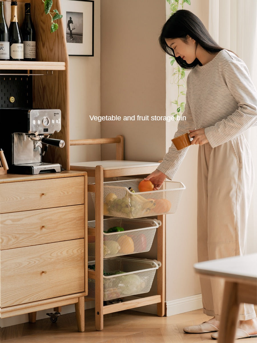 Oak, Beech Solid Wood Mobile Slate Trolley Storage