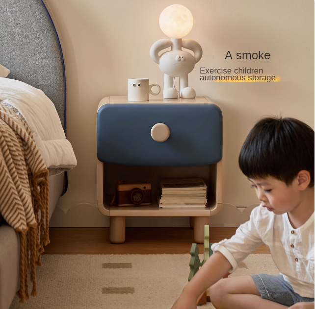 Rubberwood Solid Wood Children's Modern Nightstand