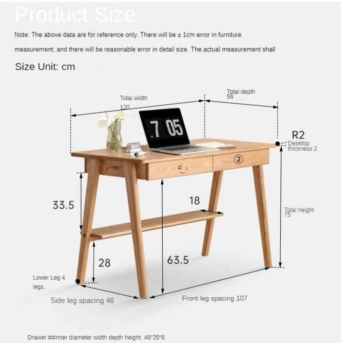Oak Solid Wood Office Desk Bottom Divider