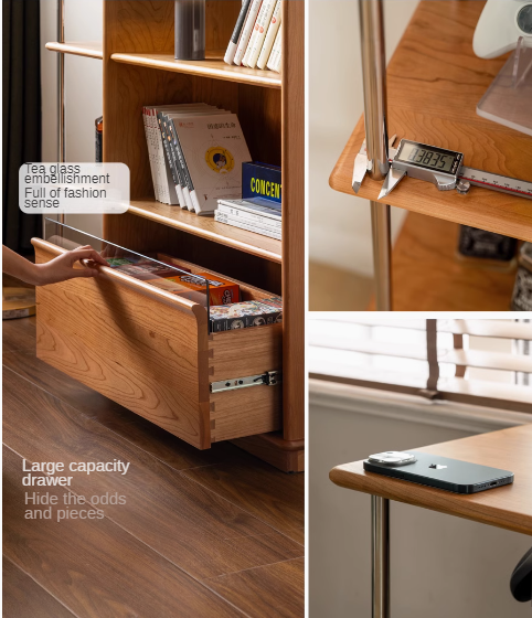 Cherry Solid Wood Retro Partition Bookcase.