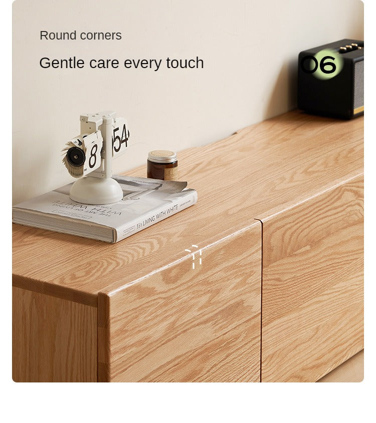 Oak Solid Wood Floor Storage TV Cabinet.