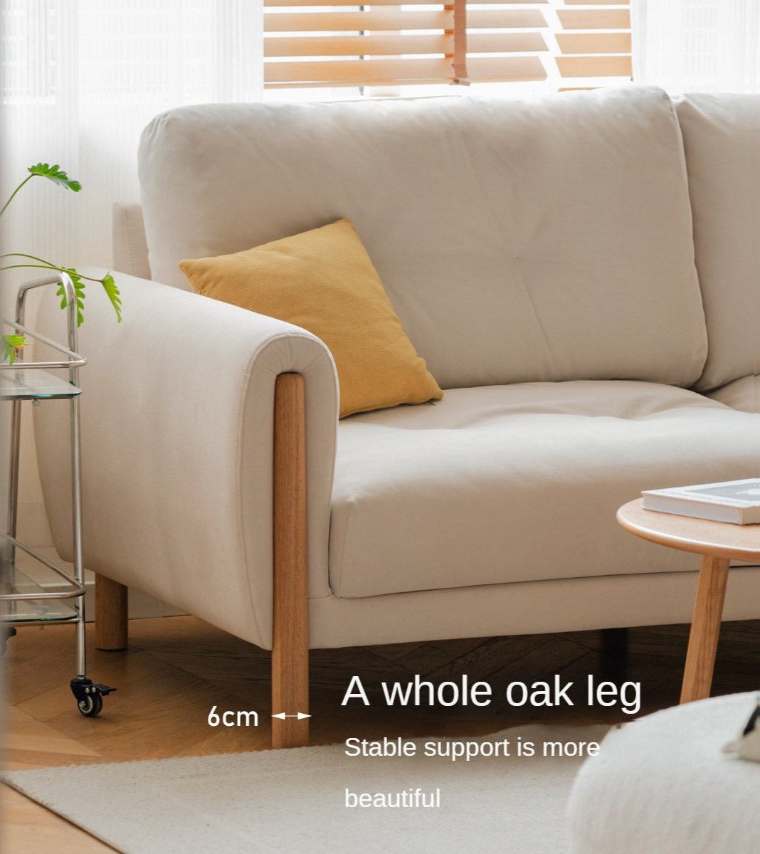 Oak Solid Wood Fabric White Cream Style Cat Scratching Cloth Sofa.