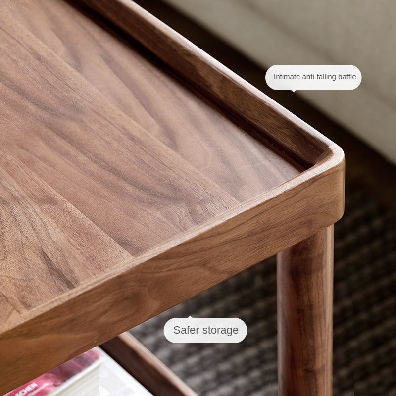 Black Walnut Solid Wood Narrow Double Layer Side Table