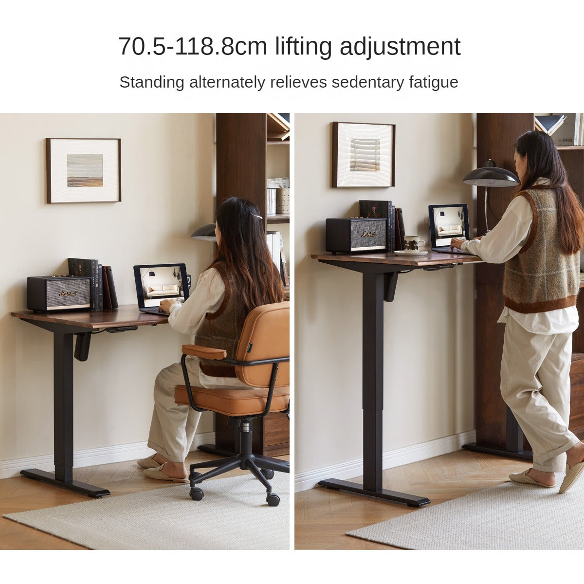 Black Walnut, Oak Solid Wood Electric Elevating Desk
