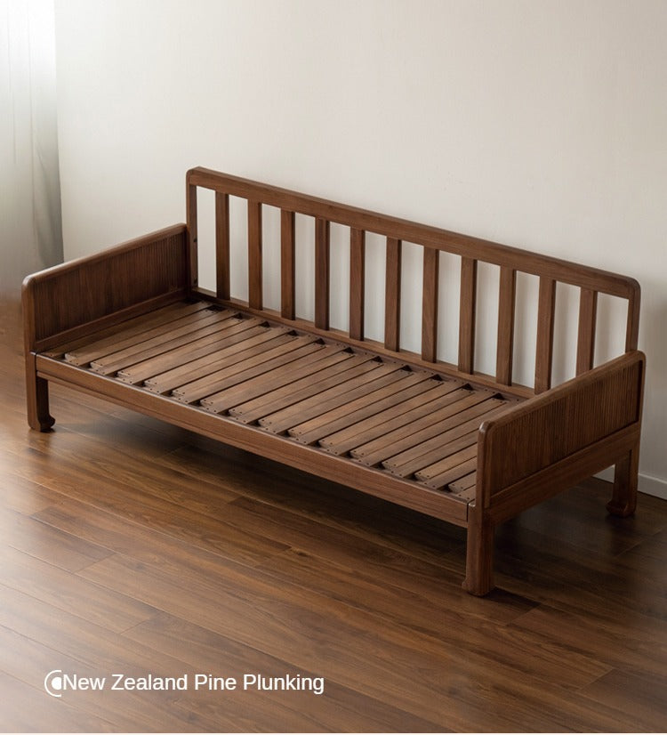Black Walnut, Oak Solid Wood Foldable Sofa Bed.