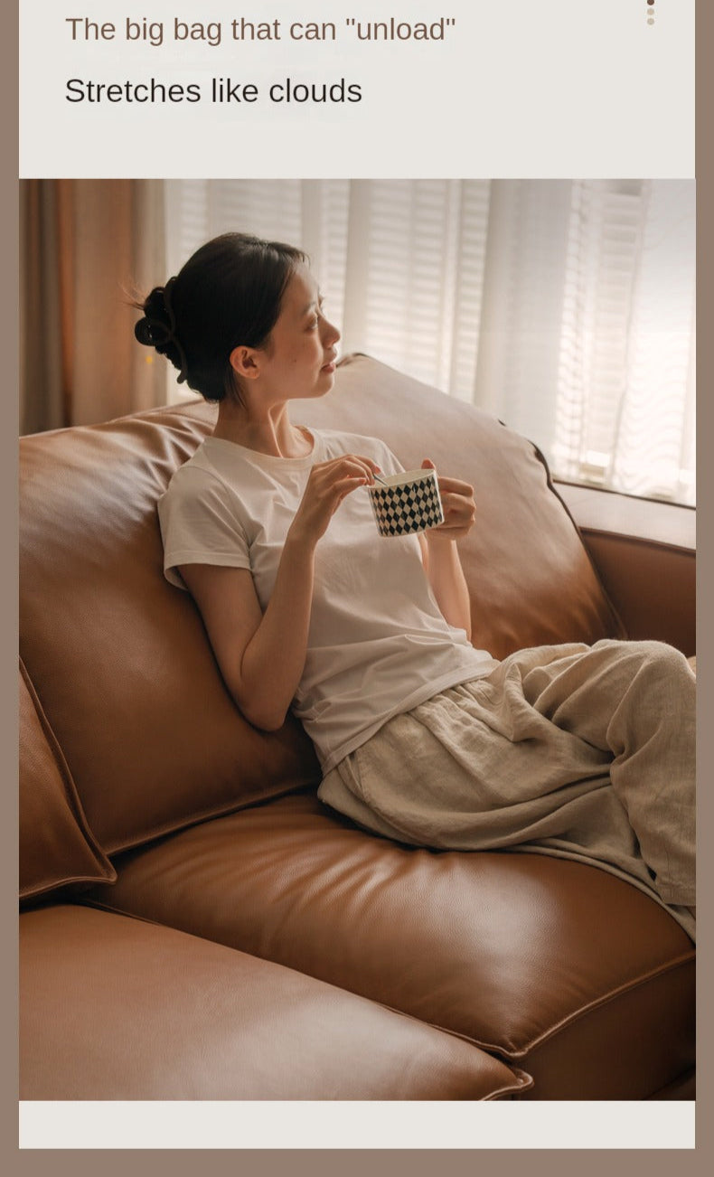Leather Italian Top Layer Cowhide Sofa.